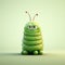 Minimalist 3d Caterpillar Portrait: Futuristic Cartoon With Big Eyes