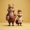Minimalist 3d Character: Alvin And The Chipmunks In Light Bronze And Beige