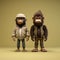 Minimalist 3d Character Design Ape And Joseph In Hip Hop Aesthetics