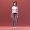 Minimalist 3d Character Design: Harper - Cartoonish Girl In White Shirt And Pants