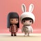 Minimalist 3d Character Design: Rabbit And Nancy With Bunny Ears