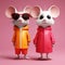 Minimalist 3d Character: Mouse And Nancy In Vibrant Portraiture