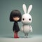 Minimalist 3d Character: Rabbit And Linda