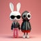 Minimalist 3d Characters: Rabbit And Linda In Neo-pop Style