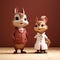 Minimalist 3d Characters: Squirrel And Elizabeth In Photorealistic Still Life