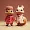 Minimalist 3d Chipmunks: Dreamy Ray Traced Depictions In White And Pink