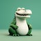 Minimalist 3d Crocodile: Playful Alligator On Green Background