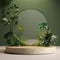 minimalist 3D green terrazzo podium