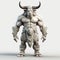 Minimalist 3d Minotaur Character Render On White Background