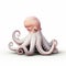 Minimalist 3d Octopus Image In Soft White And Pink Tones