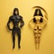 Minimalist 3d Paper Models Of Female Superhero And Girl