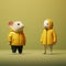 Minimalist 3d Rat Characters In Yellow Coat: Childlike Simplicity And Moody Colors