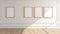 Minimalist 3d Render Stock Photograph Of Three Frames On White Wood Floor