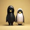 Minimalist 3d Rendering Of Black And White Penguins