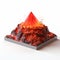 Minimalist 3d Rendering Of Lava Mountain: Conceptual Sculpture With Chemical Reactions