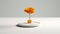 Minimalist 3d Rendering Of Marigold Flower In Glass Vase