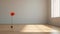 Minimalist 3d Rendering Of A Single Red Flower In An Empty Room