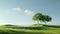 Minimalist 3D scene of a golf course fairway and hole, rendered against a clean, isolated backdrop, with a focus on simplicity and