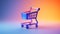 Minimalist 3D Shopping Cart Icon against Vibrant Gradient Background