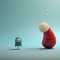 Minimalist 3d Wallpaper: Blue Snail And Red Balloons With Inventive Character Designs