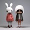 Minimalist 3d White Rabbit And Betty Models In Mcdonaldpunk Style