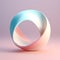 Minimalist 3d White Ring In Blue And Pink - Curvilinear Ray Tracing Design