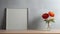 Minimalist 8k 3d Frame With Flowers On Gray Table