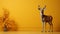 Minimalist 8k 3d Still Life: Dignified Deer In Front Of Yellow Wall