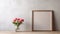 Minimalist 8k Resolution Vase With Bouquets And Wooden Frame