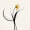 Minimalist Abstract Daffodil: Delicate Lines And Graceful Balance