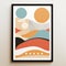 Minimalist Abstract Red Sun And Mountains Framed Print