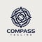 Minimalist abstract rose compass logo design. Modern travel navigation logo.