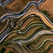 A minimalist aerial view of a winding road, with abstract patterns formed by the arrangement of trees and fields1, Generative AI