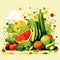 Minimalist Art: Bountiful Display of Colorful Fresh Fruits and Vegetables