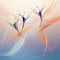 Minimalist art style depicting aerial dance with feathers