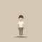 Minimalist Asian Boy Illustration On Beige Background