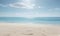 Minimalist background of a pristine, sunlit beach with soft, neutral sand and a calm, azure sea.