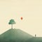 Minimalist Balloon Flight: Textured Abstractions And Calm Landscapes