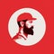 Minimalist Baseball Player Portrait In Red Circle