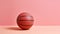 Minimalist Basketball On Pink Table: Multilayered, Subtle Shading, Monochromatic Harmony