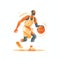 Minimalist Basketball Player Illustration on White Background for Sports Posters and Web Design.