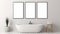 Minimalist Bathroom With Three Blank White Frames