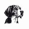 Minimalist Beagle Dog Head Illustration In Black And White