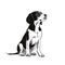 Minimalist Beagle Dog Vector Illustration - Monochrome Painting Style