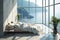 Minimalist Bedroom with Panoramic Ocean Sea View: Modern Coastal Interior