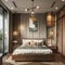 Minimalist bedroom wooden wardrobe with glass sliding doors exuding modernity and sophistication