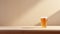 Minimalist Beer Glass On Wooden Table - 3d Rendering Stock Photo