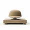 Minimalist Beige Military Hat Sculpture - Zen-inspired Tableau