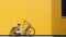 Minimalist Bicycle On Yellow Wall With White Painting