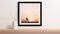 Minimalist Bird On Branch Sunset Framed Photograph Mockup